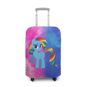 Чехол для чемодана 3D с принтом Радуга Дэш в Санкт-Петербурге, 86% полиэфир, 14% спандекс | двустороннее нанесение принта, прорези для ручек и колес | baby | girl | horse | kawaii | luna | my little pony | princess | rainbow | rainbow dash | девочкам | девочки | детям | единорог | животные | кавайный | конь | лошадь | луна | малыш | облака | пегас | пинки пай | пони | радуга дэш
