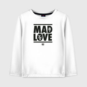 Детский лонгслив хлопок с принтом Mad love в Санкт-Петербурге, 100% хлопок | круглый вырез горловины, полуприлегающий силуэт, длина до линии бедер | 14 февраля | harley quinn | joker | vdkimel | день святого валентина | джокер | харли квинн