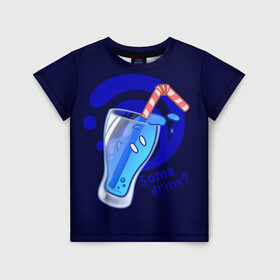Детская футболка 3D с принтом Slime drink в Санкт-Петербурге, 100% гипоаллергенный полиэфир | прямой крой, круглый вырез горловины, длина до линии бедер, чуть спущенное плечо, ткань немного тянется | drink | genshin | genshin impact | slime | геншин | геншин импакт | гидро | коктейл | слайм