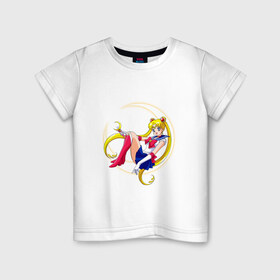 Детская футболка хлопок с принтом Sailor Moon в Санкт-Петербурге, 100% хлопок | круглый вырез горловины, полуприлегающий силуэт, длина до линии бедер | anime | manga | sailor moon | аниме | манга | сейлор мун | сейлормун