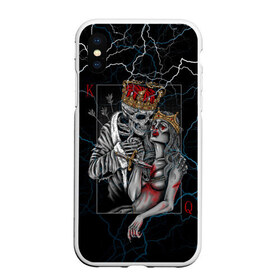 Чехол для iPhone XS Max матовый с принтом The Skull King and Queen в Санкт-Петербурге, Силикон | Область печати: задняя сторона чехла, без боковых панелей | Тематика изображения на принте: art | gold skull | queen | skull king | the skull king and queen | арт | буби | дама | золотой череп | игральные карты | игроку | карты | кинжал | король | король и дама | король и королева | крести | любовь | он и она | пики | покер