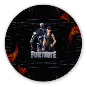 Коврик для мышки круглый с принтом Fortnite - Terminator в Санкт-Петербурге, резина и полиэстер | круглая форма, изображение наносится на всю лицевую часть | chapter 2 | fortnite | fortnite 3 | fortnite terminator | sarah connor and terminator 800 | t 800 | t 800 fortnite | сара коннор | скин t 800 | скин терминатора | терминатор | терминатор т 800 | фортнайт | фортнайт глава 2 | фортнайт тер