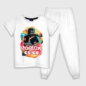 Детская пижама хлопок с принтом CSGO (Roblox) в Санкт-Петербурге, 100% хлопок |  брюки и футболка прямого кроя, без карманов, на брюках мягкая резинка на поясе и по низу штанин
 | Тематика изображения на принте: cs:go | roblix | игра | контра | шутер