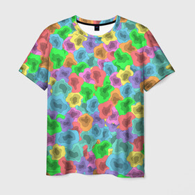 Мужская футболка 3D с принтом NEON ABSTRACTION  в Санкт-Петербурге, 100% полиэфир | прямой крой, круглый вырез горловины, длина до линии бедер | 2021 | acid | multicolor | абстракция | кислотный | летний | модный | неоновый | разноцветный | тренд | яркий