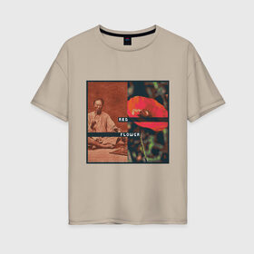 Женская футболка хлопок Oversize с принтом СRIMSON flower в Санкт-Петербурге, 100% хлопок | свободный крой, круглый ворот, спущенный рукав, длина до линии бедер
 | 