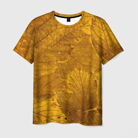 Мужская футболка 3D с принтом Желтые листья в Санкт-Петербурге, 100% полиэфир | прямой крой, круглый вырез горловины, длина до линии бедер | абстракция | желтый | листья | осень | природа | узор | эко