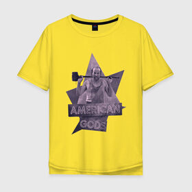 Мужская футболка хлопок Oversize с принтом Чернобог Американские Боги в Санкт-Петербурге, 100% хлопок | свободный крой, круглый ворот, “спинка” длиннее передней части | american | czernobog | gods | old | бог | забой | кувалда | молот | скот | старый | чернобог