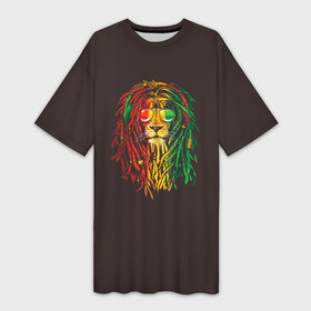 Платье-футболка 3D с принтом Bob lion в Санкт-Петербурге,  |  | bob_marley | dreadlocks | hippie | jamaica | lion | reggae | боб марли | дреды | регги | хиппи | ямайка
