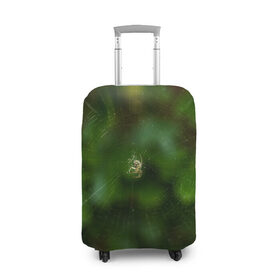 Чехол для чемодана 3D с принтом Паучок в Санкт-Петербурге, 86% полиэфир, 14% спандекс | двустороннее нанесение принта, прорези для ручек и колес | spider | web | зелень | лес | макро | паук | паутина | природа