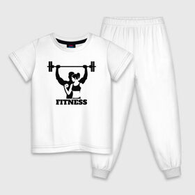 Детская пижама хлопок с принтом Fitness в Санкт-Петербурге, 100% хлопок |  брюки и футболка прямого кроя, без карманов, на брюках мягкая резинка на поясе и по низу штанин
 | 