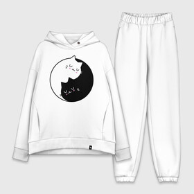 Женский костюм хлопок Oversize с принтом Yin and Yang cats в Санкт-Петербурге,  |  | anime | cat | cats | kitten | love | philosophy | yang | yin | yoga | аниме | инь | йога | кот | котенок | котик | котики | коты | любовь | противоположность | сердце | философия | ян