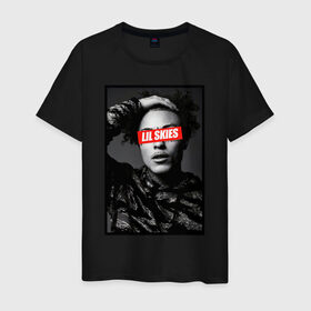 Мужская футболка хлопок с принтом LIL SKIES Rapper в Санкт-Петербурге, 100% хлопок | прямой крой, круглый вырез горловины, длина до линии бедер, слегка спущенное плечо. | 