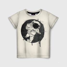 Детская футболка 3D с принтом Тёмный космос в Санкт-Петербурге, 100% гипоаллергенный полиэфир | прямой крой, круглый вырез горловины, длина до линии бедер, чуть спущенное плечо, ткань немного тянется | cosmonaut | граффити | космонавт | космос | рисунок | тёмный космос