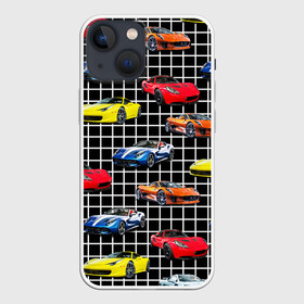 Чехол для iPhone 13 mini с принтом Гоночные тачки в Санкт-Петербурге,  |  | adrenalin | auto | boy | car | machine | racing | speed | speed racer | sport | sport car | автомобили | адреналин | водитель | гонки | гоночные | гонщик | клетка | клетчатый | мальчикам | машины | мужчинам | пацанские | скорость
