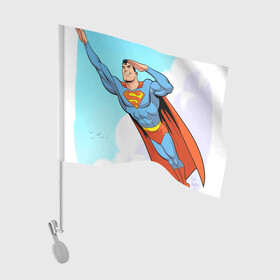 Флаг для автомобиля с принтом SuperMan DC в Санкт-Петербурге, 100% полиэстер | Размер: 30*21 см | comics | dc | superman | комиксы | супермен