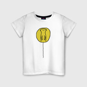 Детская футболка хлопок с принтом СУСЛИК в Санкт-Петербурге, 100% хлопок | круглый вырез горловины, полуприлегающий силуэт, длина до линии бедер | воздушный шарик | воздушный шарик с зверьком. | жёлтое пятно | солнце встаёт | сурок | суслик