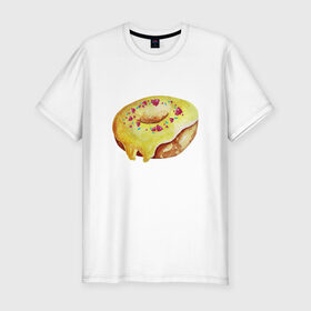 Мужская футболка хлопок Slim с принтом Пончитос в Санкт-Петербурге, 92% хлопок, 8% лайкра | приталенный силуэт, круглый вырез ворота, длина до линии бедра, короткий рукав | Тематика изображения на принте: глазурь | пончик | посыпка | сладости