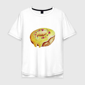 Мужская футболка хлопок Oversize с принтом Пончитос в Санкт-Петербурге, 100% хлопок | свободный крой, круглый ворот, “спинка” длиннее передней части | глазурь | пончик | посыпка | сладости