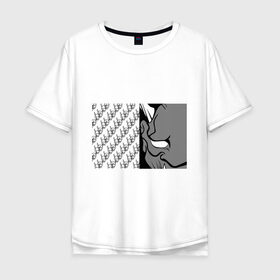 Мужская футболка хлопок Oversize с принтом DEMON BLACK/WHITE в Санкт-Петербурге, 100% хлопок | свободный крой, круглый ворот, “спинка” длиннее передней части | fashion | fire | game | hip hop | rap | street style | top | игра | мода | огонь | рэп | топ | уличный стиль | хип хоп