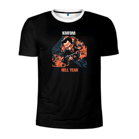 Мужская футболка 3D спортивная с принтом KMFDM HELL YEAH в Санкт-Петербурге, 100% полиэстер с улучшенными характеристиками | приталенный силуэт, круглая горловина, широкие плечи, сужается к линии бедра | Тематика изображения на принте: hell | hell yeah | kmfdm | mdfmk | yeah