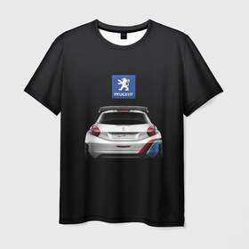 Мужская футболка 3D с принтом Peugeot sport в Санкт-Петербурге, 100% полиэфир | прямой крой, круглый вырез горловины, длина до линии бедер | Тематика изображения на принте: auto | emotion | motion | peugeot | sport | авто | лого | логотип | пежо | пижо | спорт