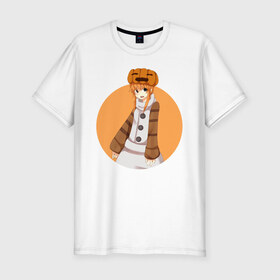 Мужская футболка хлопок Slim с принтом Девушка снеговик из Minecraft в Санкт-Петербурге, 92% хлопок, 8% лайкра | приталенный силуэт, круглый вырез ворота, длина до линии бедра, короткий рукав | girl | snowman | аниме | девочка | майнкрафт | снеговик
