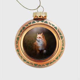 Стеклянный ёлочный шар с принтом Лиса-охотница в Санкт-Петербурге, Стекло | Диаметр: 80 мм | Тематика изображения на принте: fox | foxy | животное | звери | лиса | лисенок | лисичка | милая | рыжая | фокс