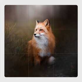 Магнитный плакат 3Х3 с принтом Лиса-охотница в Санкт-Петербурге, Полимерный материал с магнитным слоем | 9 деталей размером 9*9 см | Тематика изображения на принте: fox | foxy | животное | звери | лиса | лисенок | лисичка | милая | рыжая | фокс