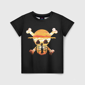 Детская футболка 3D с принтом One piece в Санкт-Петербурге, 100% гипоаллергенный полиэфир | прямой крой, круглый вырез горловины, длина до линии бедер, чуть спущенное плечо, ткань немного тянется | anime | one piece | аниме | анимэ | большой куш | ван пис | король пиратов | луффи | пират | пираты | пираты соломенной шляпы | рыжий шанкс | эйтиро одо