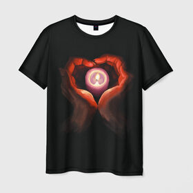 Мужская футболка 3D с принтом Свеча в Санкт-Петербурге, 100% полиэфир | прямой крой, круглый вырез горловины, длина до линии бедер | влюбленным | люблю | любовь | руки | свеча | сердце | чувства