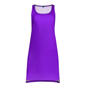 Платье-майка 3D с принтом Фиолетовый в Санкт-Петербурге, 100% полиэстер | полуприлегающий силуэт, широкие бретели, круглый вырез горловины, удлиненный подол сзади. | geometry | neon | purple | texture | один тон | однотон | текстура | фиолетовый