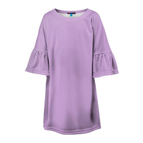Детское платье 3D с принтом Глициниевый цвет (без рисунка) в Санкт-Петербурге, 100% полиэстер | прямой силуэт, чуть расширенный к низу. Круглая горловина, на рукавах — воланы | Тематика изображения на принте: глициниевый | однотонный | пурпурный | розовый | фиолетовый | цвет