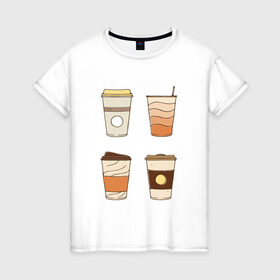 Женская футболка хлопок с принтом Кофеин its my life в Санкт-Петербурге, 100% хлопок | прямой крой, круглый вырез горловины, длина до линии бедер, слегка спущенное плечо | американо | капучино | кофе | латте | напиток | эспрессо