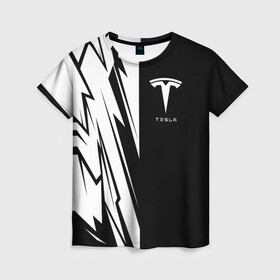 Женская футболка 3D с принтом Tesla в Санкт-Петербурге, 100% полиэфир ( синтетическое хлопкоподобное полотно) | прямой крой, круглый вырез горловины, длина до линии бедер | auto | car | elon | musk | nasa | race | spacex | tesla | авто | автоспорт | гонки | илон | маск | машина | тесла | тэсла