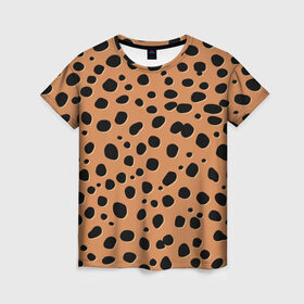 Женская футболка 3D с принтом Леопард в Санкт-Петербурге, 100% полиэфир ( синтетическое хлопкоподобное полотно) | прямой крой, круглый вырез горловины, длина до линии бедер | киса | кисуля | кот | котёнок | коты | кошечка | кошка | кошки | леопард | текстура | тигр | тигрица