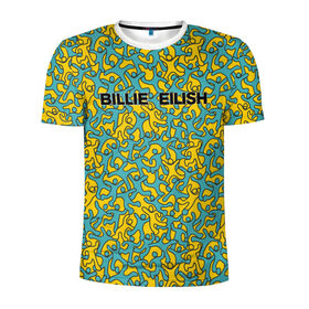 Мужская футболка 3D спортивная с принтом Билли Айлиш в Санкт-Петербурге, 100% полиэстер с улучшенными характеристиками | приталенный силуэт, круглая горловина, широкие плечи, сужается к линии бедра | be | billie | billie eilish | blohsh | ghoul | билли | билли айлиш