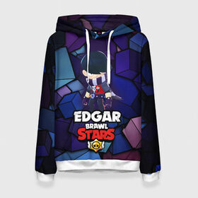 Женская толстовка 3D с принтом BRAWL STARS EDGAR в Санкт-Петербурге, 100% полиэстер  | двухслойный капюшон со шнурком для регулировки, мягкие манжеты на рукавах и по низу толстовки, спереди карман-кенгуру с мягким внутренним слоем. | 8 bit | brawl stars | byron | colette | crow | edgar | gale | leon | max | mr.p | sally leon | shark | virus 8 bit | werewolf leon | акула | байрон | берли | бравл старс | ворон | коллет | макс | оборотень | эдгар