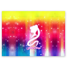 Поздравительная открытка с принтом Sailor Moon в Санкт-Петербурге, 100% бумага | плотность бумаги 280 г/м2, матовая, на обратной стороне линовка и место для марки
 | ami | girl | mizuno | moon | sailor | tsukino | usagi | ами | банни | волшебница | девушка | малышка | махо сёдзё | мидзуно | минако | мун | рэй | сейлор | усаги | хино | цукино | чибиуса