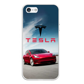 Чехол для iPhone 5/5S матовый с принтом Tesla Model 3 в Санкт-Петербурге, Силикон | Область печати: задняя сторона чехла, без боковых панелей | 3 | america | auto | car | electric | elon | model | motors | musk | tesla | usa | vehicle | авто | америка | илон | маск | модель | сша | тесла | электромобиль