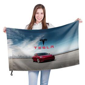 Флаг 3D с принтом Tesla Model 3 в Санкт-Петербурге, 100% полиэстер | плотность ткани — 95 г/м2, размер — 67 х 109 см. Принт наносится с одной стороны | 3 | america | auto | car | electric | elon | model | motors | musk | tesla | usa | vehicle | авто | америка | илон | маск | модель | сша | тесла | электромобиль