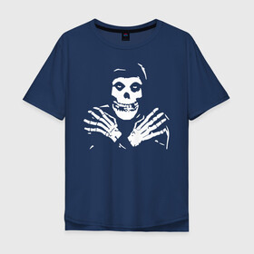 Мужская футболка хлопок Oversize с принтом Misfits logo в Санкт-Петербурге, 100% хлопок | свободный крой, круглый ворот, “спинка” длиннее передней части | bones | death | group | guitar | logotype | misfits | rock | skeletone | skull | teeth | гитара | группа | зубы | кости | лого | мисфитс | неприкачнные | отбросы | рок | скелет | череп