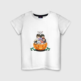 Детская футболка хлопок с принтом Gintama Chibi в Санкт-Петербурге, 100% хлопок | круглый вырез горловины, полуприлегающий силуэт, длина до линии бедер | anime | ginatama | manga | аниме | гинтама | друзья | манга