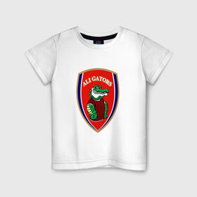 Детская футболка хлопок с принтом Аллигатор в Санкт-Петербурге, 100% хлопок | круглый вырез горловины, полуприлегающий силуэт, длина до линии бедер | аллигатор | вода | крокодил | охота | хищник