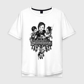 Мужская футболка хлопок Oversize с принтом Bioshock The Little SIsters в Санкт-Петербурге, 100% хлопок | свободный крой, круглый ворот, “спинка” длиннее передней части | big daddy | bioshock infinite | little sister | биошок | большой папочка | винтаж | ретро | сестра