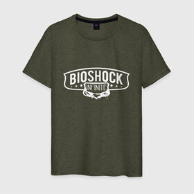 Мужская футболка хлопок с принтом Bioshock Infinite Logo в Санкт-Петербурге, 100% хлопок | прямой крой, круглый вырез горловины, длина до линии бедер, слегка спущенное плечо. | Тематика изображения на принте: big daddy | bioshock infinite | little sister | биошок | большой папочка | винтаж | ретро | сестра