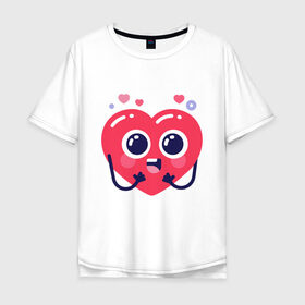 Мужская футболка хлопок Oversize с принтом Сердце в Санкт-Петербурге, 100% хлопок | свободный крой, круглый ворот, “спинка” длиннее передней части | heart | holidays | valentines day | день святого валентина | праздники | сердце