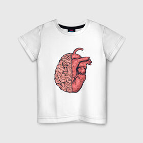 Детская футболка хлопок с принтом Мозг vs Сердце в Санкт-Петербурге, 100% хлопок | круглый вырез горловины, полуприлегающий силуэт, длина до линии бедер | art | brain | drawing | heart | арт | мозг | рисунок | сердце