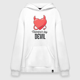 Худи SuperOversize хлопок с принтом Valentines Day Devil в Санкт-Петербурге, 70% хлопок, 30% полиэстер, мягкий начес внутри | карман-кенгуру, эластичная резинка на манжетах и по нижней кромке, двухслойный капюшон
 | art | devil | heart | holiday | valentines day | арт | день влюбленных | день святого валентина | дьявол | праздник | сердце