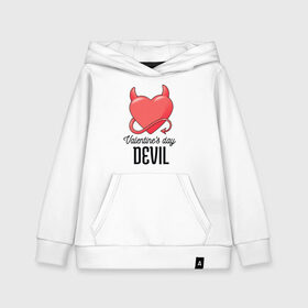 Детская толстовка хлопок с принтом Valentines Day Devil в Санкт-Петербурге, 100% хлопок | Круглый горловой вырез, эластичные манжеты, пояс, капюшен | Тематика изображения на принте: art | devil | heart | holiday | valentines day | арт | день влюбленных | день святого валентина | дьявол | праздник | сердце