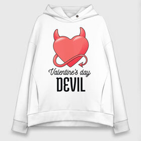 Женское худи Oversize хлопок с принтом Valentines Day Devil в Санкт-Петербурге, френч-терри — 70% хлопок, 30% полиэстер. Мягкий теплый начес внутри —100% хлопок | боковые карманы, эластичные манжеты и нижняя кромка, капюшон на магнитной кнопке | Тематика изображения на принте: art | devil | heart | holiday | valentines day | арт | день влюбленных | день святого валентина | дьявол | праздник | сердце